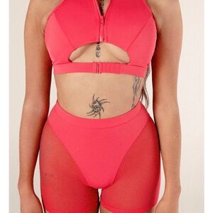 Pink Activewear Set : CXIX DOLLHAUS SPORTS BRA / SHORTS - WATERMELON